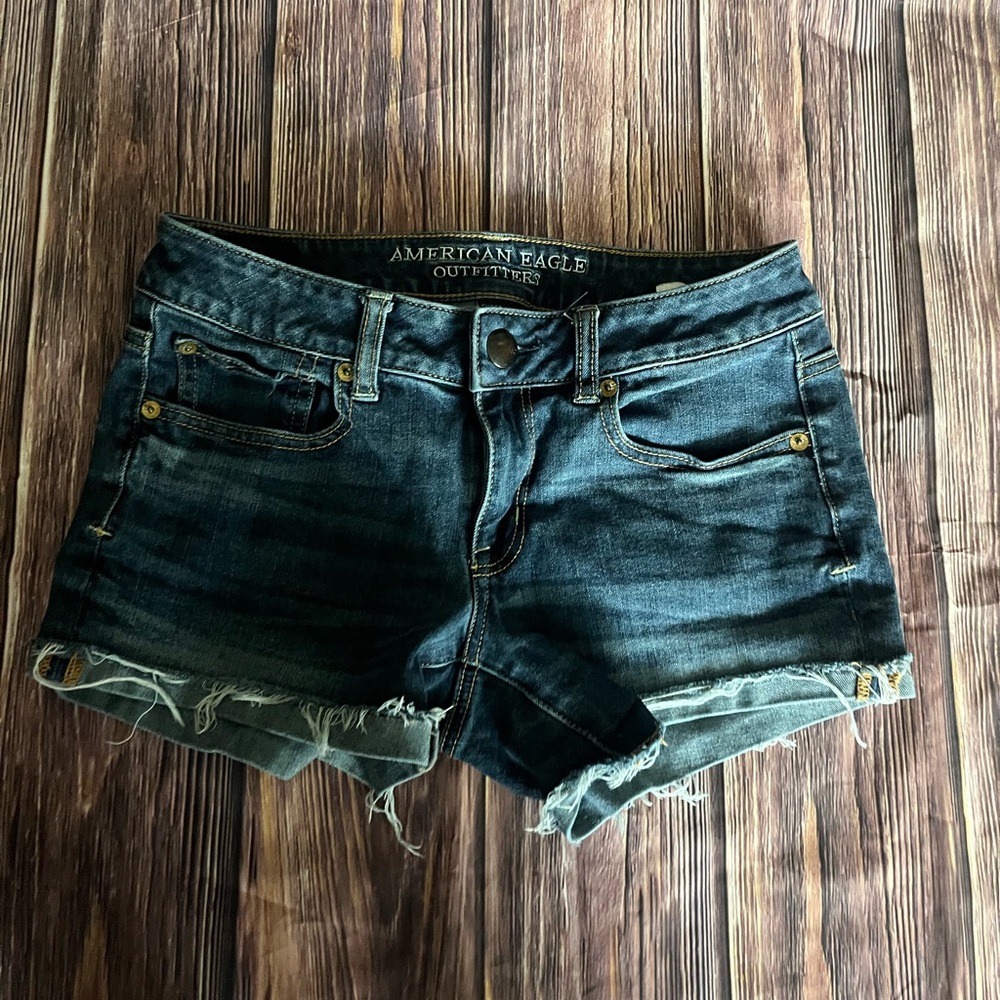 American Eagle Outfitters Dark Wash Mid Rise Jean Shorts